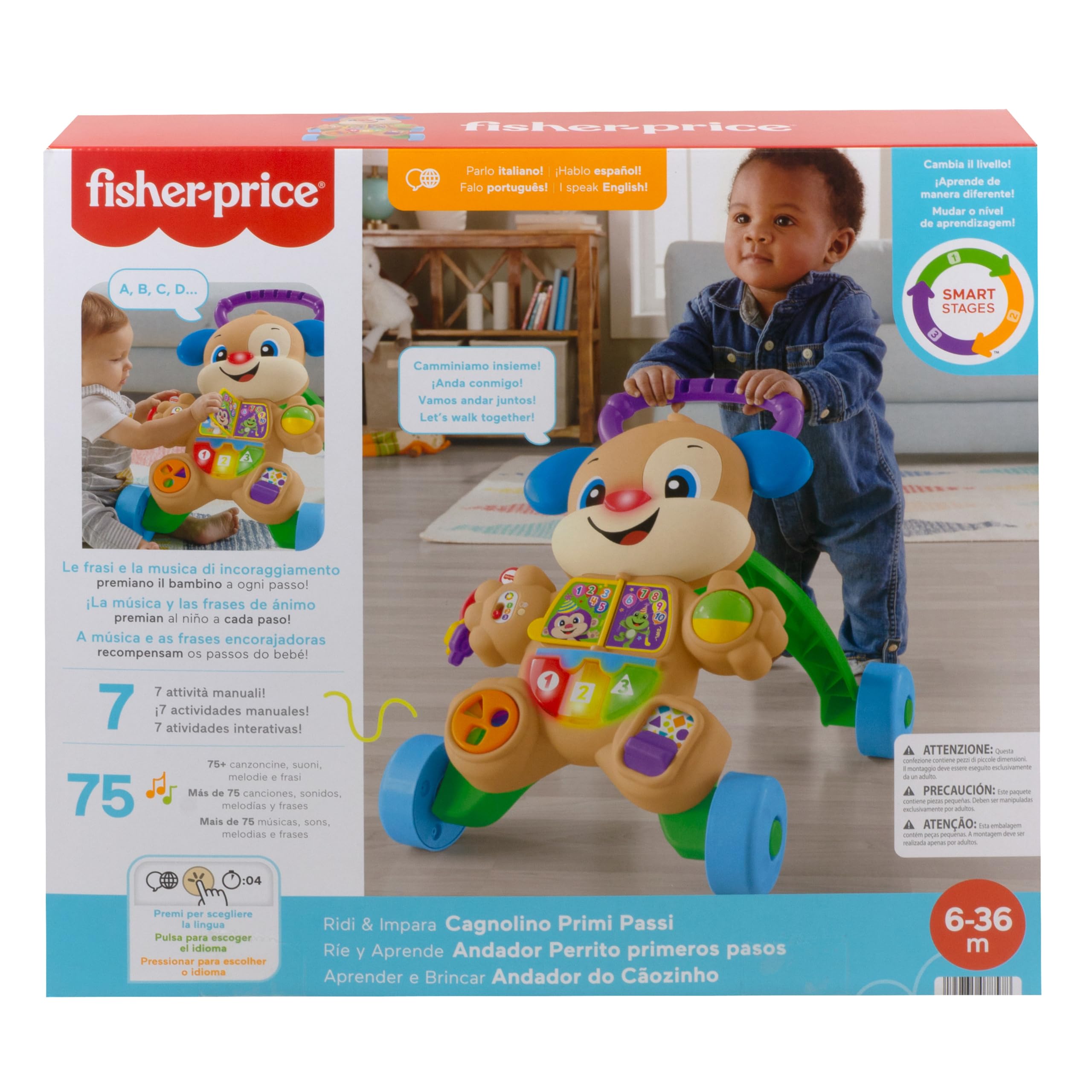 Fisher-Price Ridi & Impara Smart Stages Cagnolino Primi Passi, Multilingue