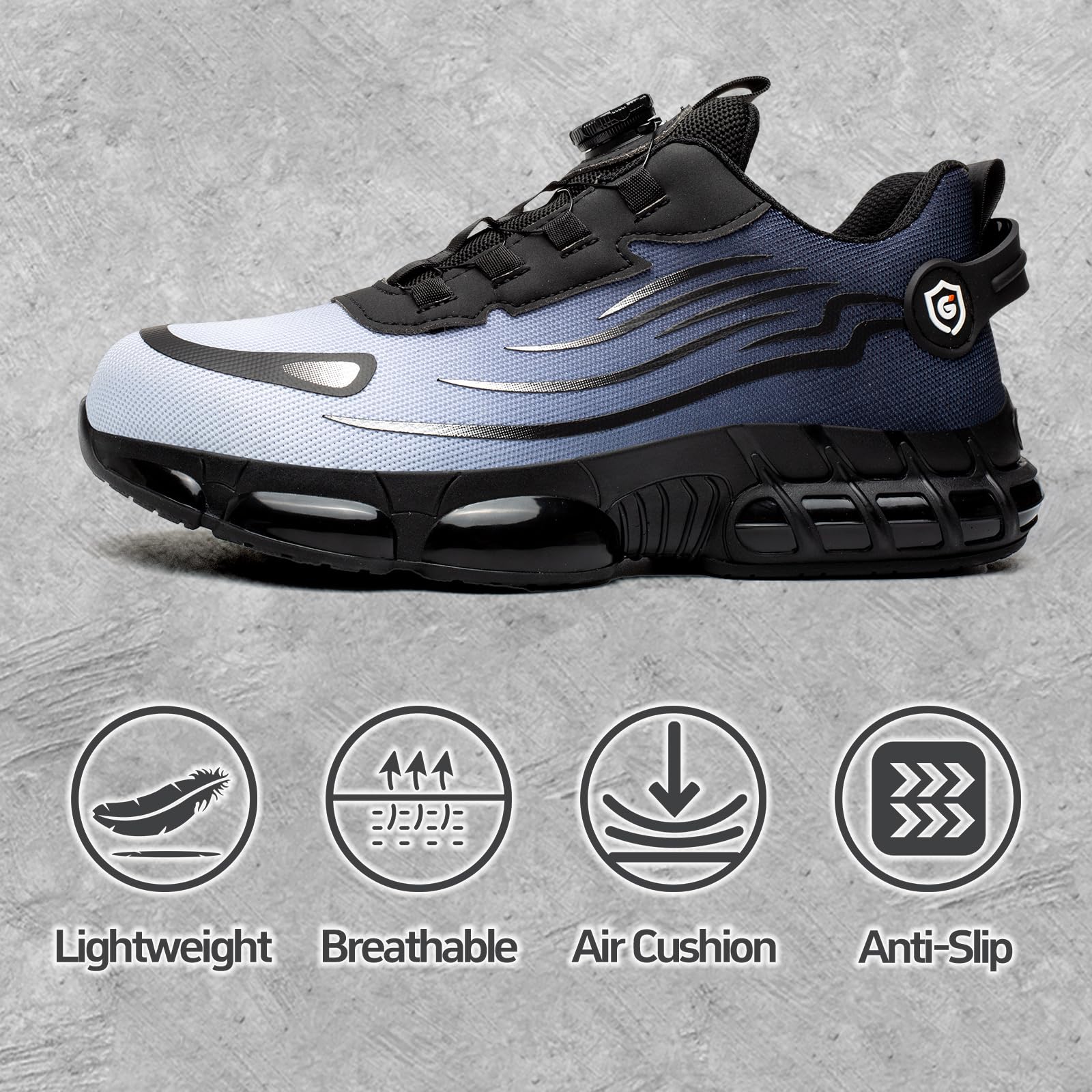 Gugifcto Scarpe Antinfortunistiche Uomo Donna Moda Sneakers Antiscivolo Leggere Traspiranti Rilascio Comode Rapido Scarpe Sicurezza con Punta in Acciaio 36-48 EU