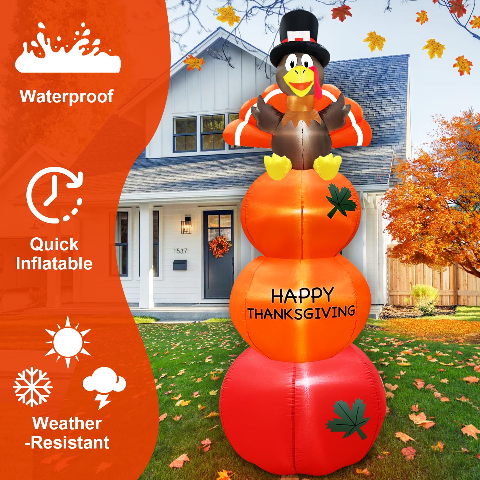 Snapklik.com : 8 Foot Tall Thanksgiving Inflatables Turkey Outdoor ...