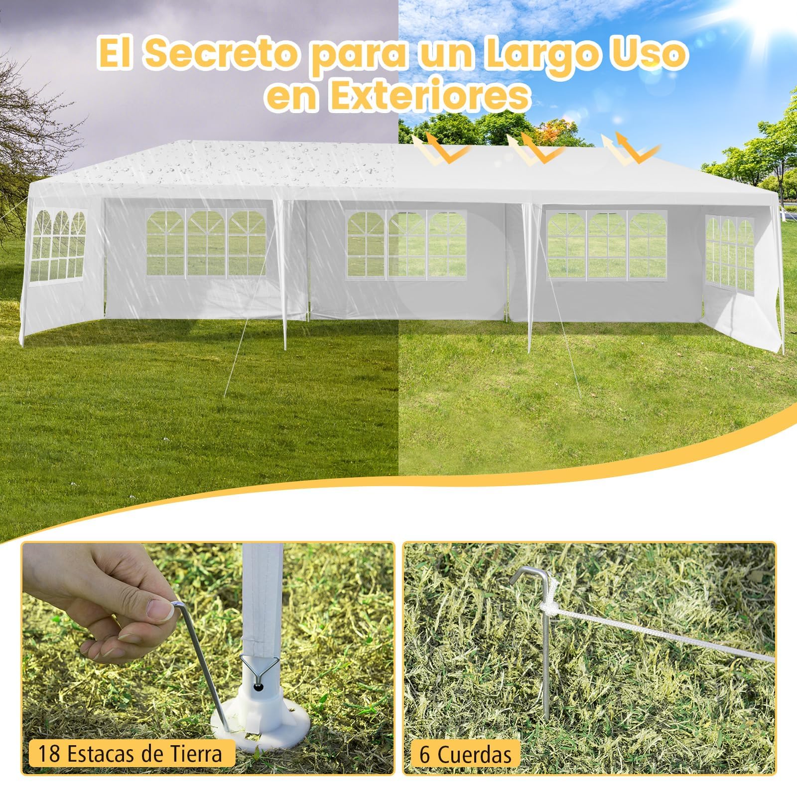 COSTWAY Carpa 3 x 9 Metros Pabellón de Jardín Carpa de Cerveza para Fiesta Boda Camping
