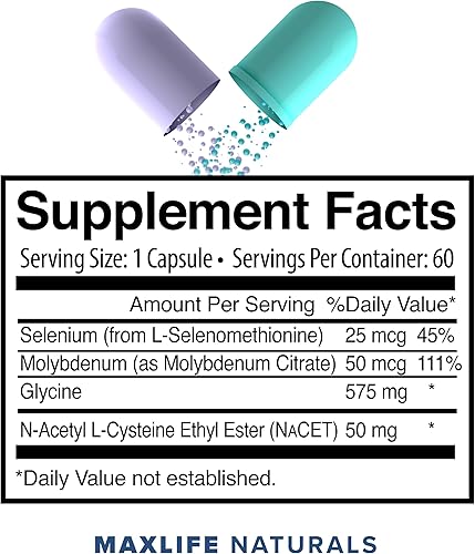 Miniatura 4 de Neuro NACET - 60 cápsulas, éster etílico de N-acetil cisteína - 20 veces más biodisponible glicina NAC suplemento N-acetil cisteína selenio, 10x