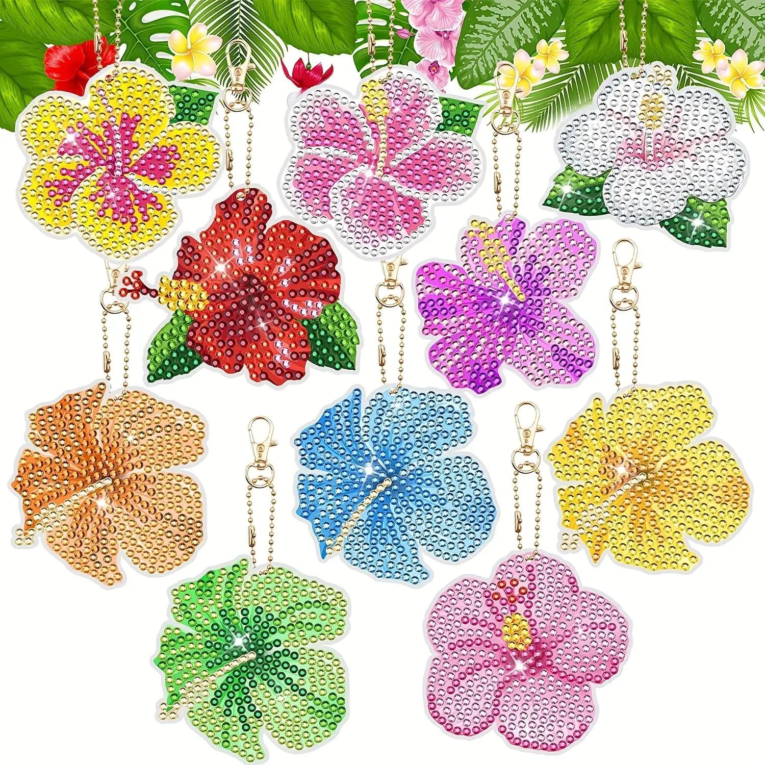 SHLUHA 10p Double Sided Diamond Painting Kit for Adults Diamond Art Keychain Ornaments DIY Art Crafts Home Decor Christmas Gift