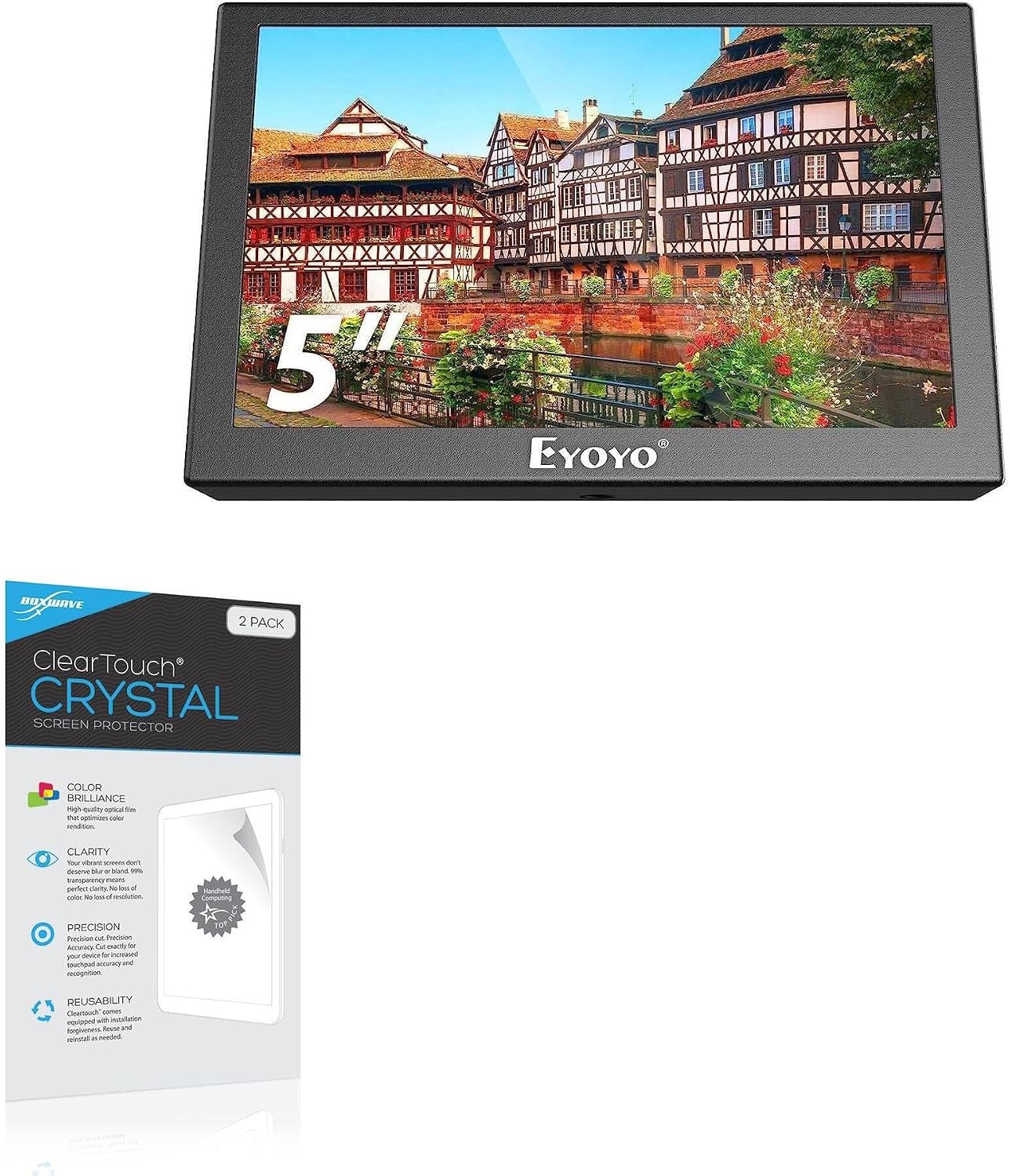 BoxWave Screen Protector Compatible with Eyoyo EM05B Mini Monitor (5 in) - ClearTouch Crystal (2-Pack), HD Film Skin - Shields from Scratches