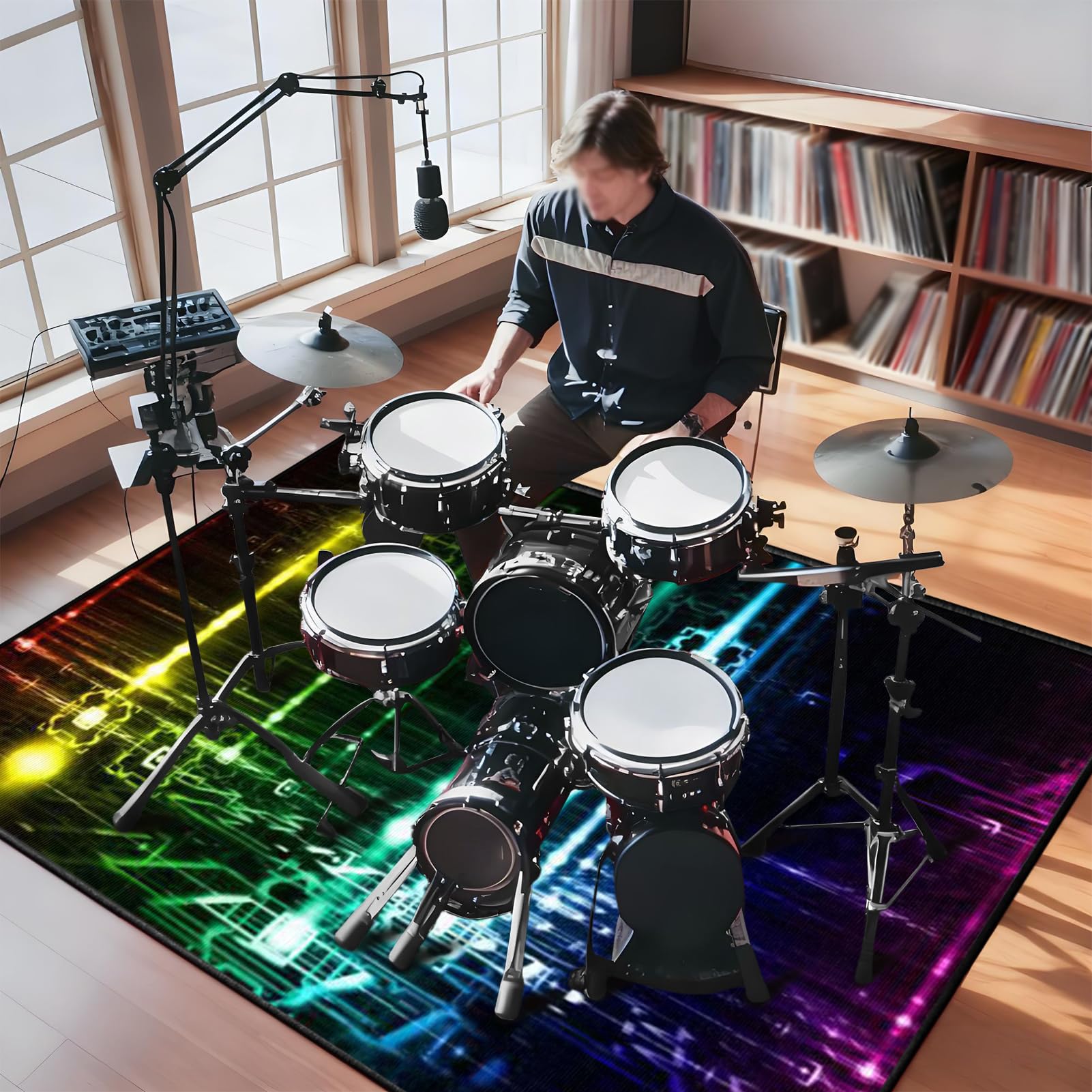 Elektrisches Schlagzeug Teppich 160 x 120 cm Professionelles Schallschutz Trommelmatte, Drum Teppich, Music Carpet Innen und Außen, Trommelteppich für Studio, Wohnung