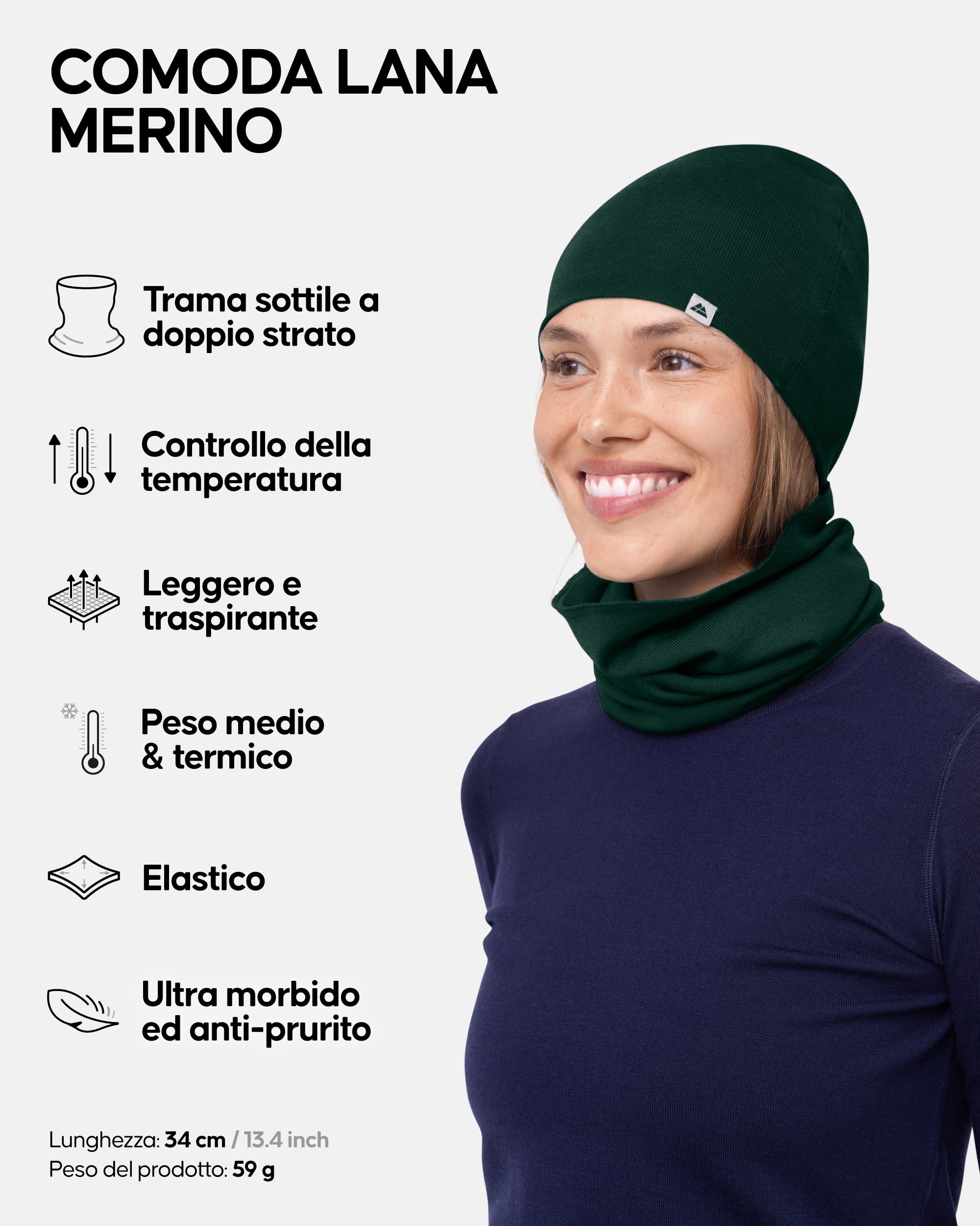 DANISH ENDURANCE Scaldacollo in Lana Merino per Uomo e Donna, Copricollo, Sciarpa, Coprifaccia Sportivo