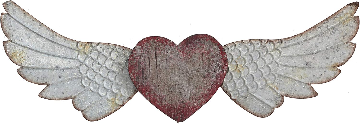 Amazon Com Creative Co Op Red Heart With Wings Wall Decor 35 5 L X 1 5 W X 13 25 H Home Kitchen