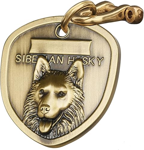 Etiquetas de identificación vintage de cobre puro para mascotas, etiquetas para perro personalizadas, patrón de mascotas en relieve tridimensional,