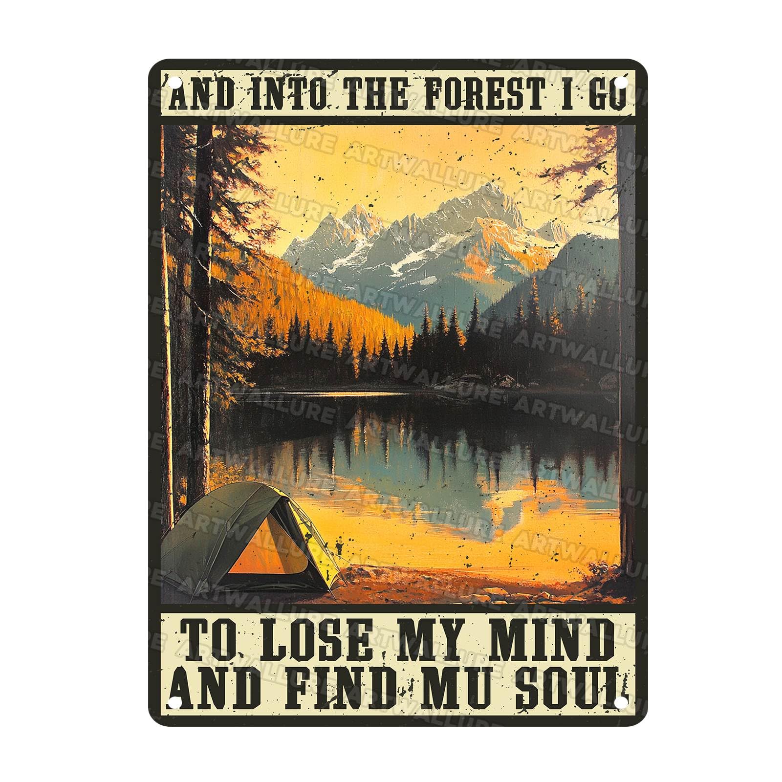 Rutro Metal Sign And Into The Forest I Go Rustic Tin Poster Home Office Garden Bathroom Man Cave Aluminium Sign Wall Decor 12x16Inch