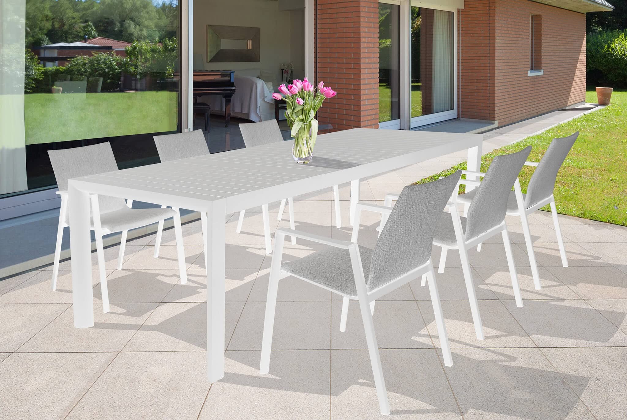 Gardeness Tavolo in alluminio per esterno allungabile 135/180x70x76 BOSTON - White