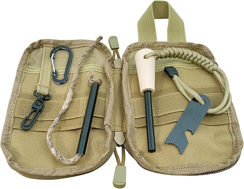 Kit de supervivencia para iniciador de fuego, varilla de ferro más grande con cordón de golpeador de 3 pulgadas de largo, pedernal y acero, cordón