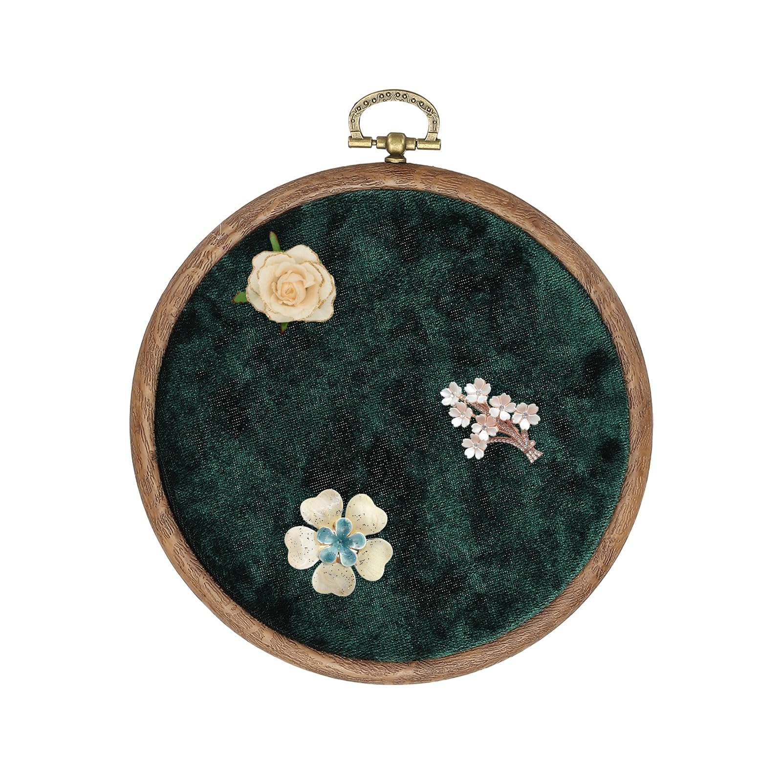 sourcing map Round Pin Display Board, 13.5cm Velvet Wall Hanging Brooch Jewelry Display Stand Storage Holder for Enamel Pins Badges Brooches Jewelry Collection, Dark Green