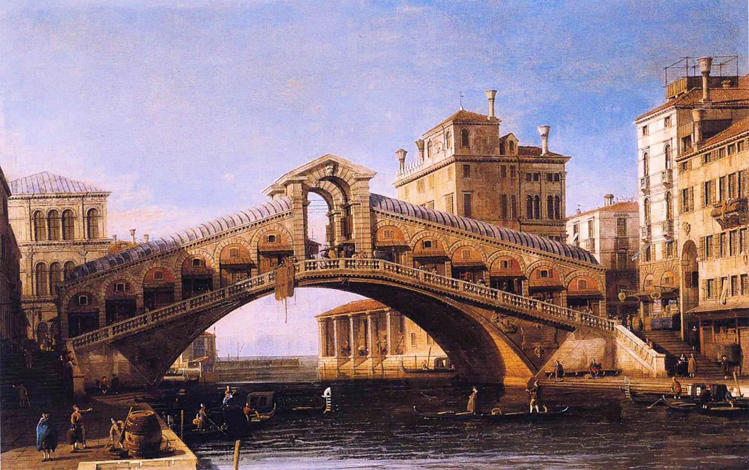 Serendipitp No Frame Vintage Picture Print On Canvas Wall Art Poster Capriccio Of The Rialto Bridge With The Lagoon Beyond By Antonio Canal Artwork Print Poster For Wall Decor 60X90cm