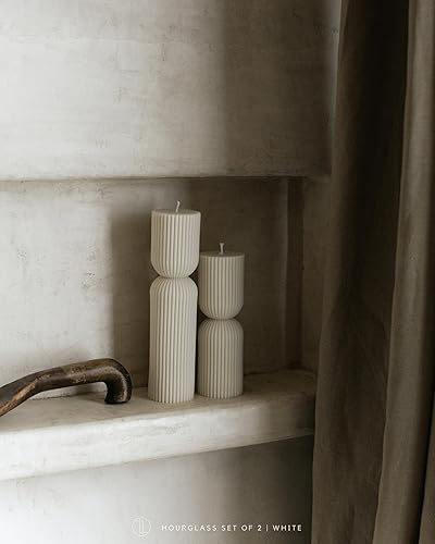 Miniatura 5 de LAWA - Vela de pilar con forma de reloj de arena  Gran pilar hecho a mano con aroma a cera de soja, elegante vela estética de burbujas, regalo de