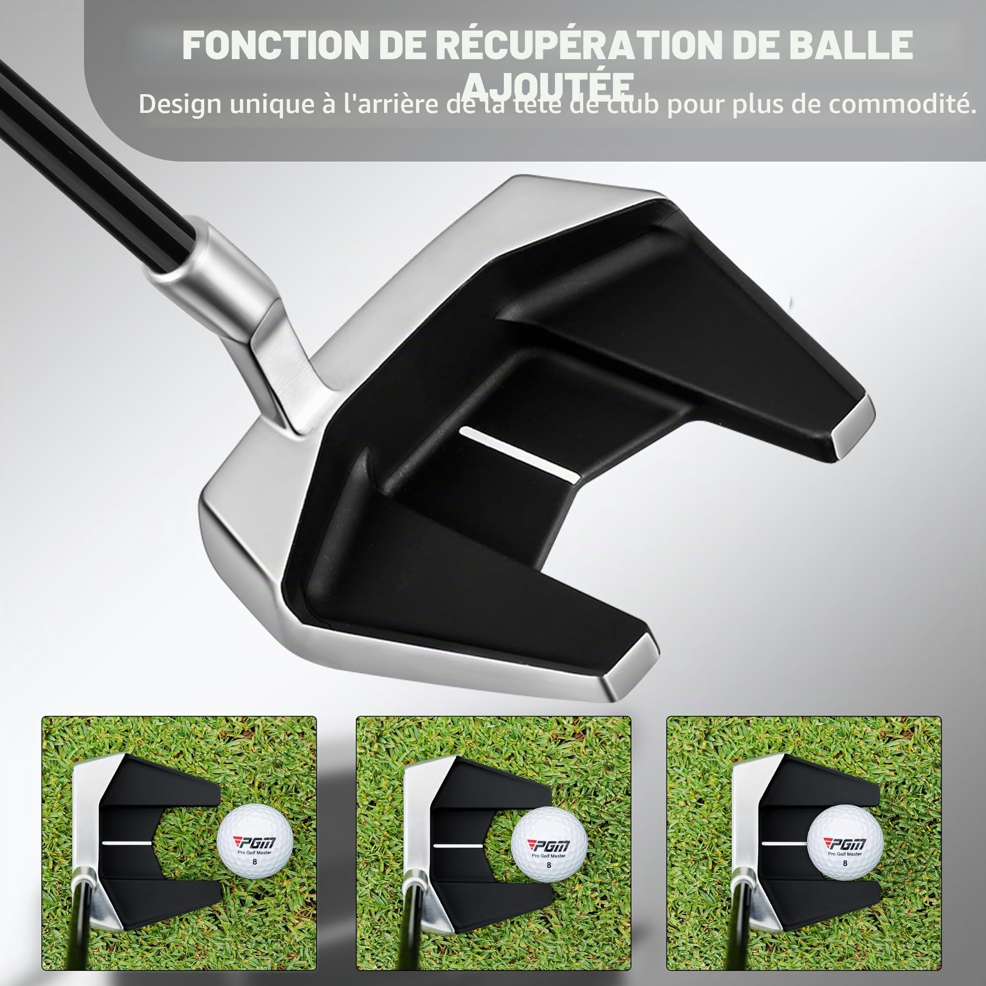 PGM Putter de golf sur pied – Club simple avec centre de gravité bas stable, haut pardon, avec aide à l'alignement