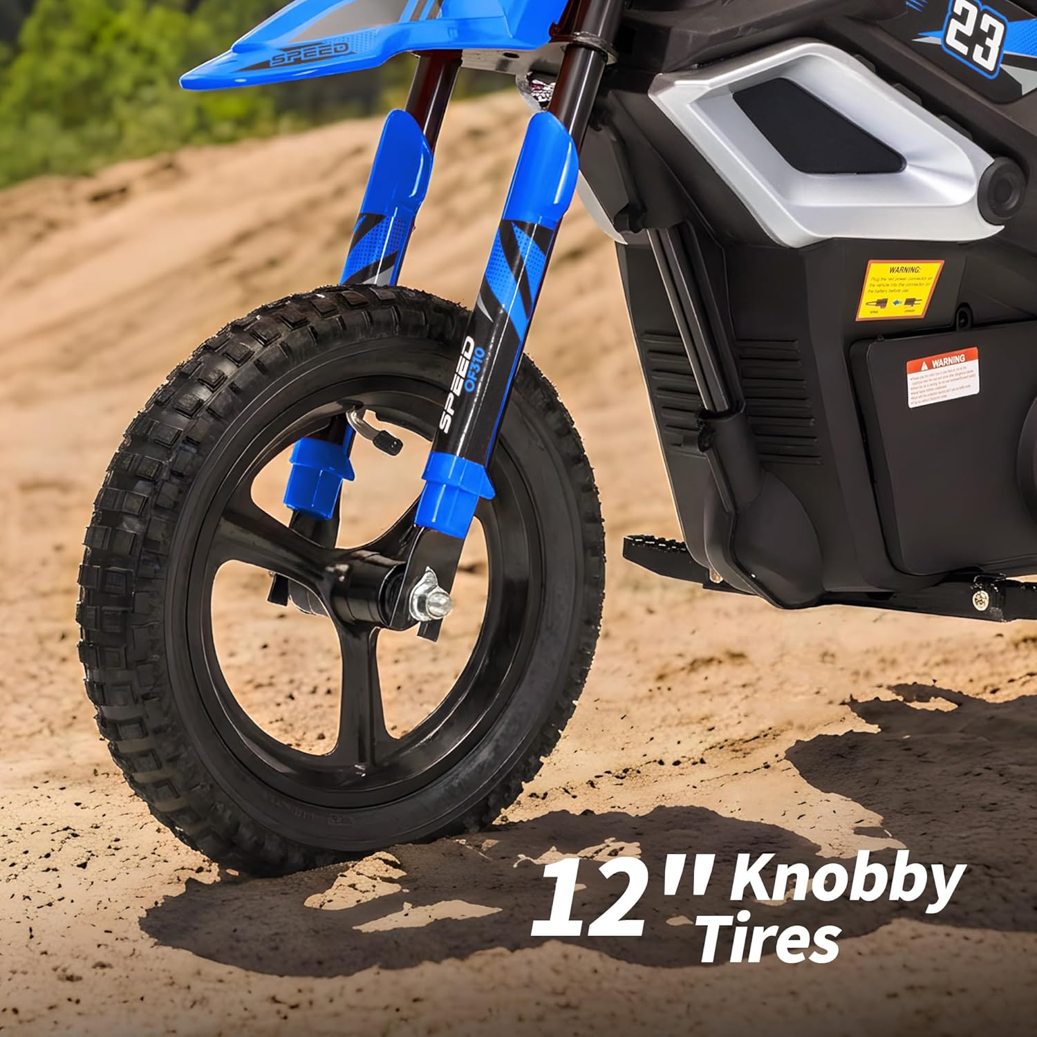 24V 10Ah Electric Dirt Bike, 350W Electric Motorcycle for Kids Ages 6+, 150Lbs Load Capacity, Bluetooth - Blue