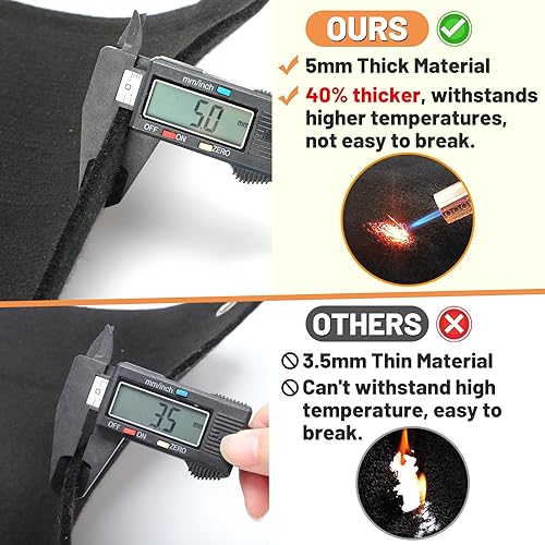 Miniatura 8 de Paquete de 6 mantas de soldadura de fieltro de carbono ignífugas de 17 pulgadas (0.138 in) de grosor, alfombrilla protectora ignífuga de hasta 1800