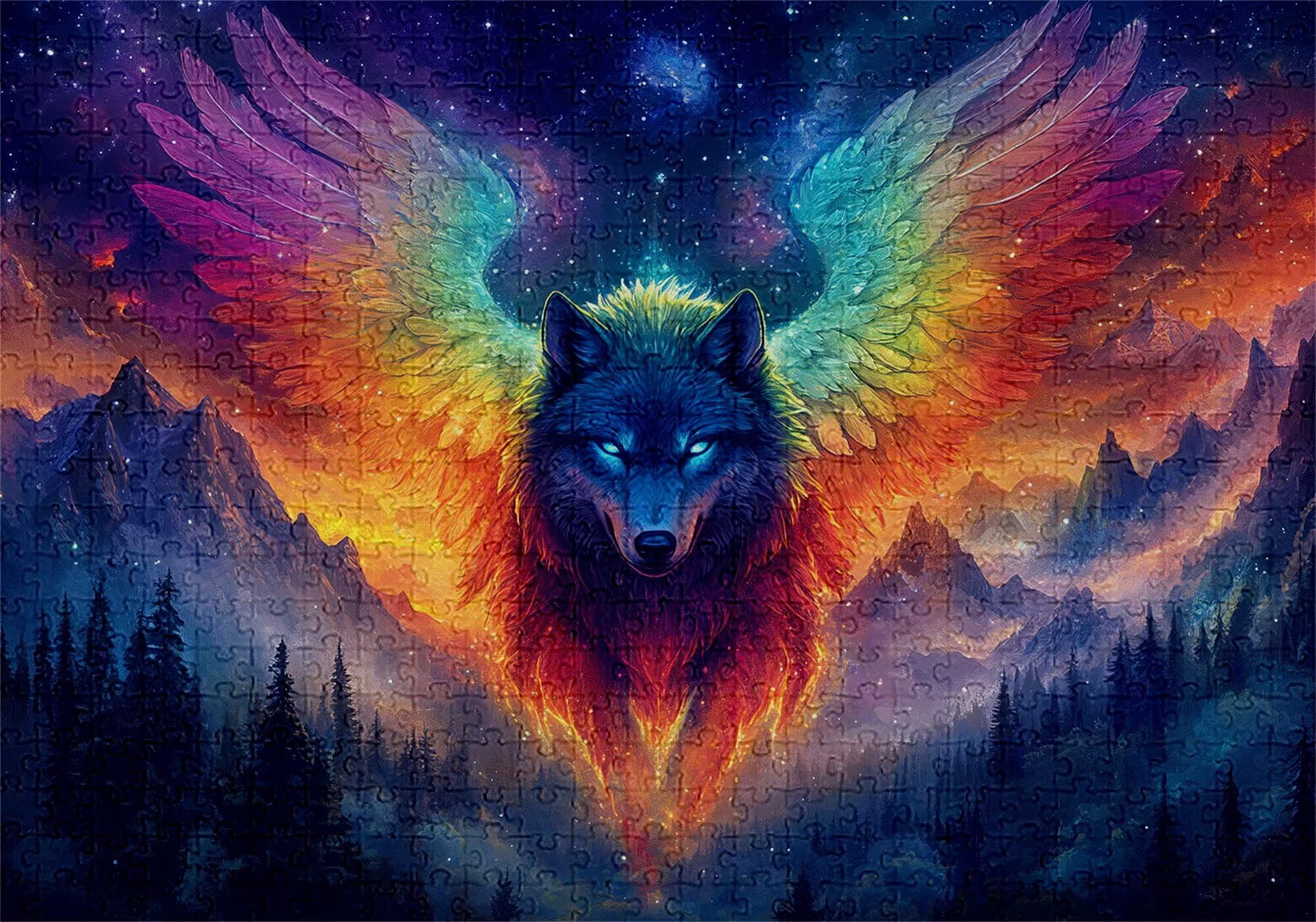 Puzzle 5000 elementów wilk puzzle dla dorosłych góra 156 x 105 cm unikalne rzemiosło klasyczne 3D drewniana układanka do rodzinnych gier aktywnych, układanka zrób to sam do dekoracji ścian domu
