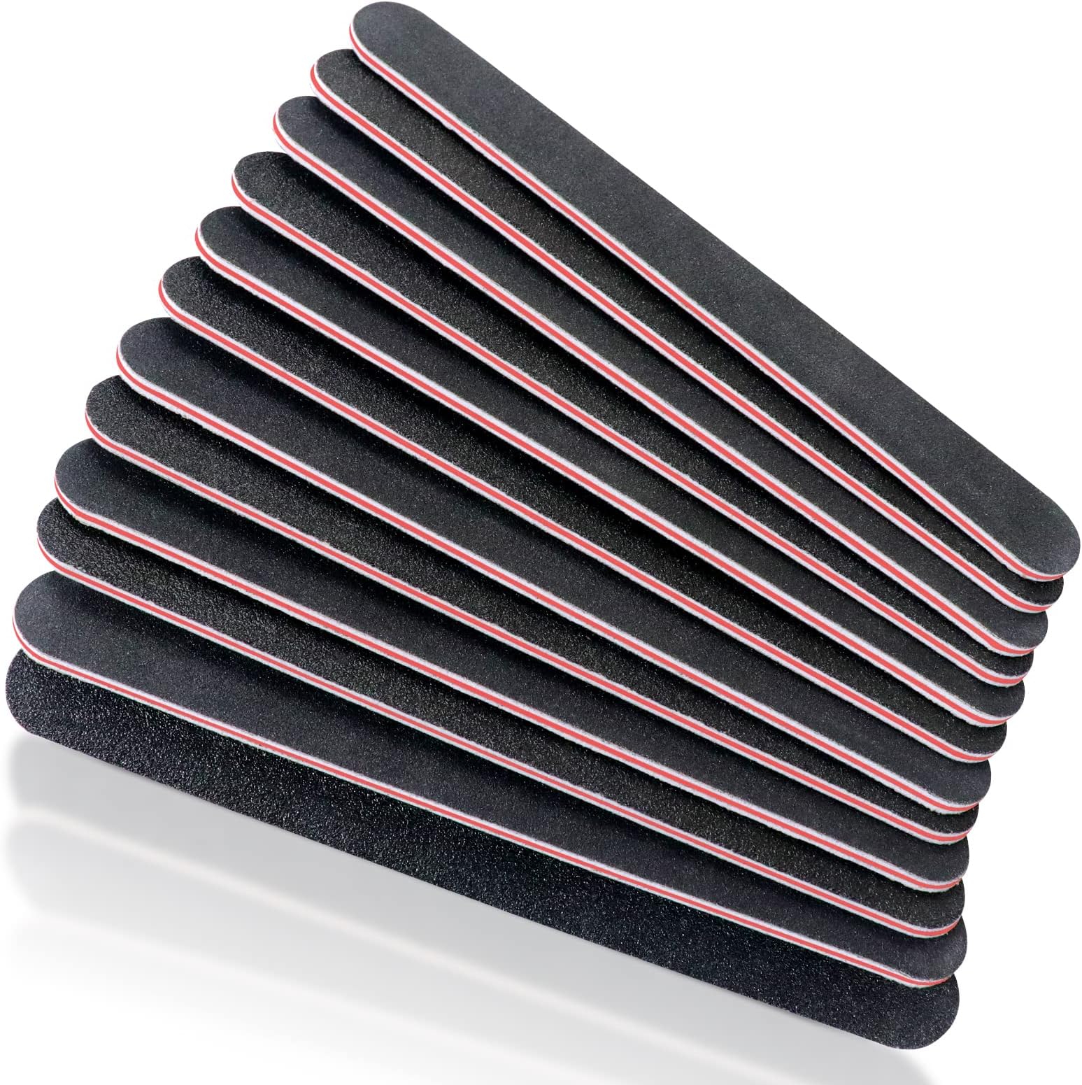 Nail File, 12 PCS Emery Board, 100/180 Grit Double Sides Fingernail Files, Professional Emery Boards for Natural, Gel & Acrylic Nails（Black）
