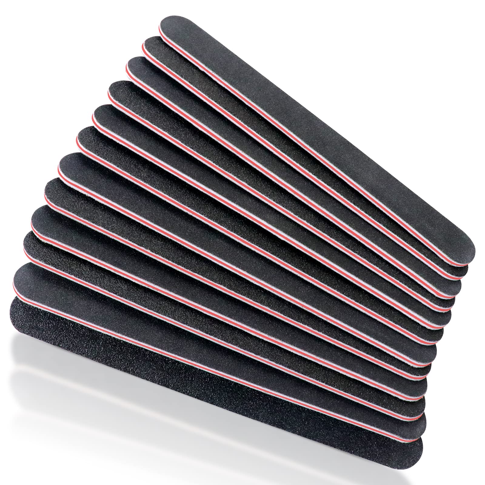 Nail File, 12 PCS Emery Board, 100/180 Grit Double Sides Fingernail Files, Professional Emery Boards for Natural, Gel & Acrylic Nails（Black）