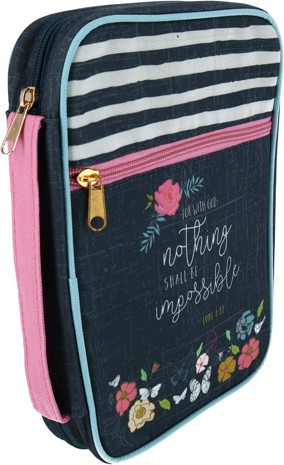 Creative Brands Faithworks - Poly Canvas Bible Cover with Carry Handle and Front Pocket Gifts of Faith Collection, 7 x 10-Inch, Nothing Impossible