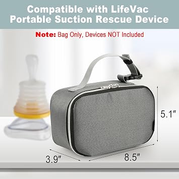 Travel Carrying Bag for Lifevac Travel Kit, Case for Airway Suction, Gray