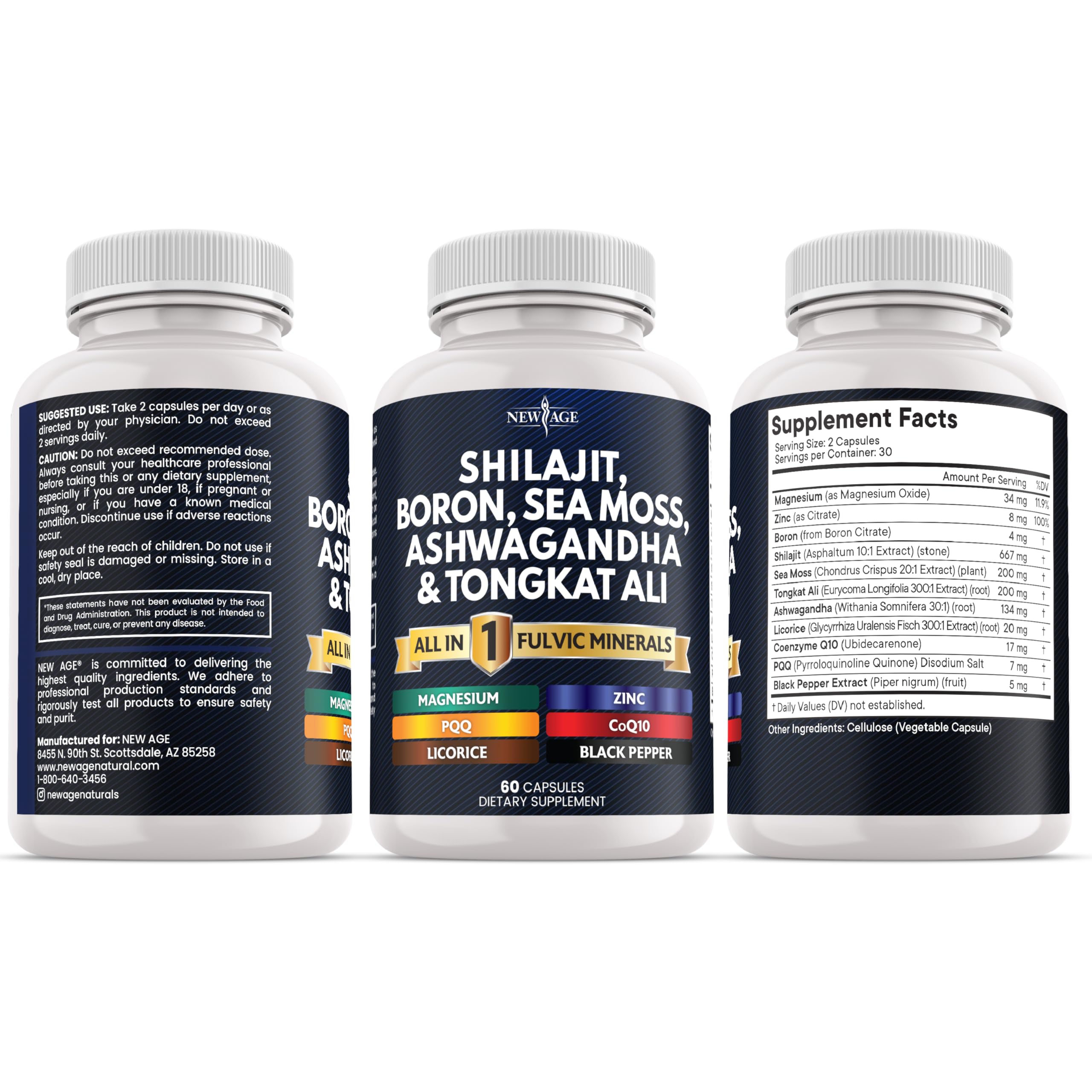Shilajit Supplement with Sea Moss, Ashwagandha, Tongkat Ali, Boron, Magnesium - Fulvic Acid Capsules - 120 Count — Amazon image 7