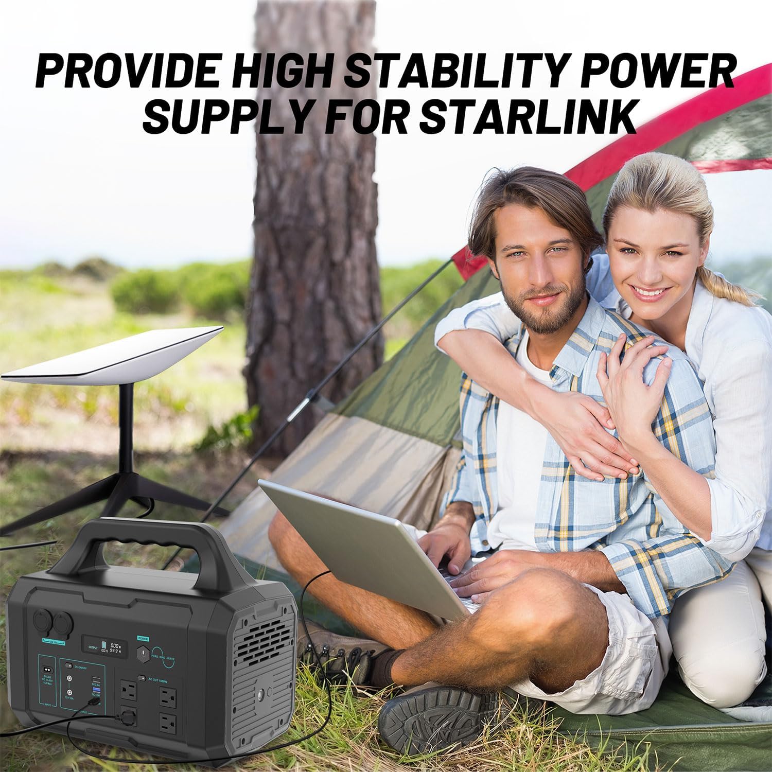 1800W Portable Power Station with Solar Panel Included & 30W Type C Charge, 120V AC OutletPowered Generator with 1024Wh LiFePO4 (LFP) Battery for Home Outdoor Camping RV Travel