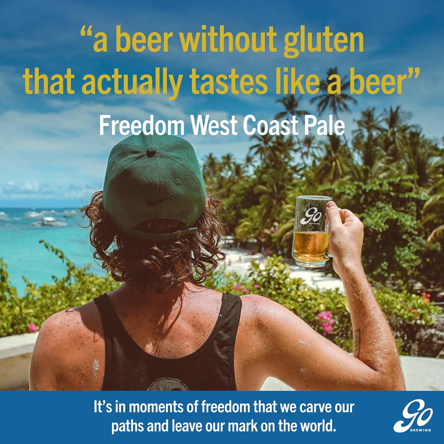 Go Brewing - Freedom West Coast Pale without Gluten - Non-Alcoholic Craft Beer - Small Batch, Low-Calorie Brew - Caramel, Citrus, & Floral Flavor Profile - Bold & Smooth Finish - Ideal for Any Occasion (12 Oz, 12 Cans)