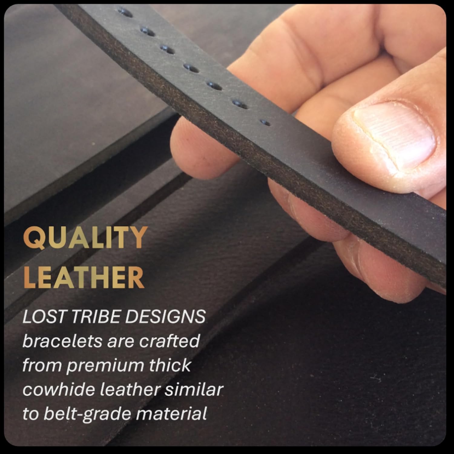 Lost Tribe Designs Christian Cross Bracelet for Men - Adjustable Buckle, Premium Leather, Strong and Sturdy, Handmade in Israel
