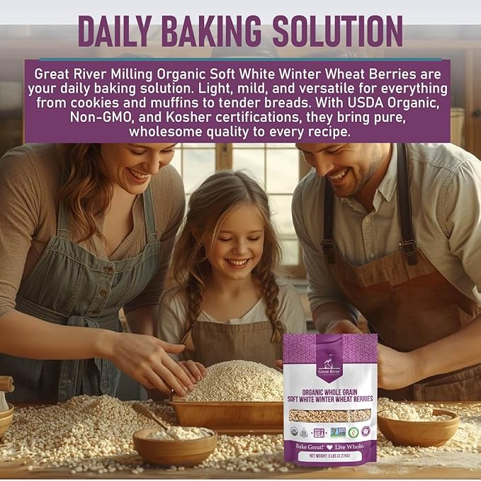 Great River Milling Trigo Orgánico de Invierno Blanco Suave - 5 lb miniatura 7