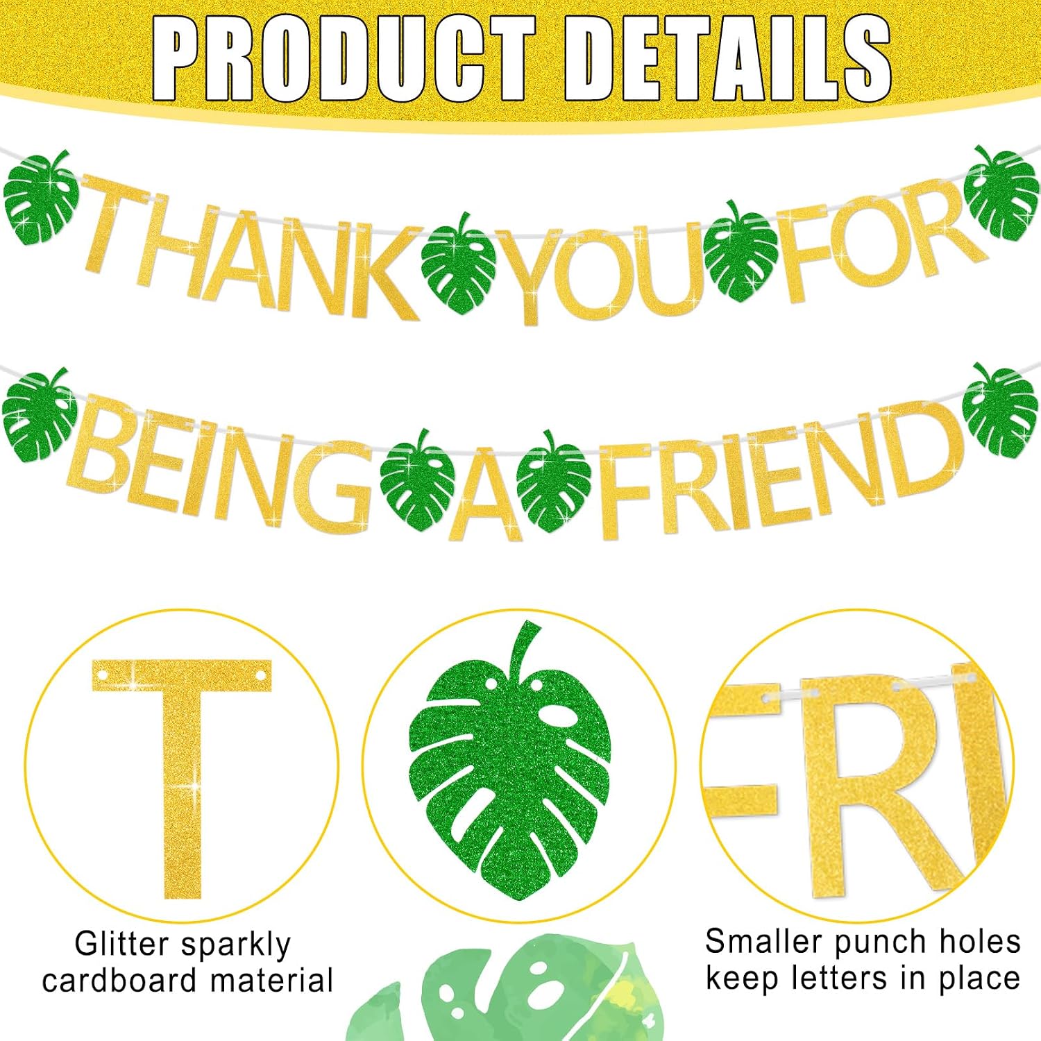 TaoBary Thank You for Being a Friend Banner Golden Themed Party Decorations