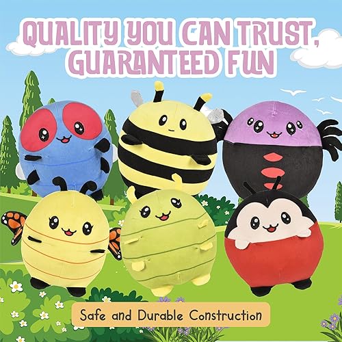 Miniatura 5 de Forest & Twelfth Eggamals - Juego de 6 insectos de peluche, adorable juego de animales de peluche de 6 pulgadas, incluye peluche de mariquita,