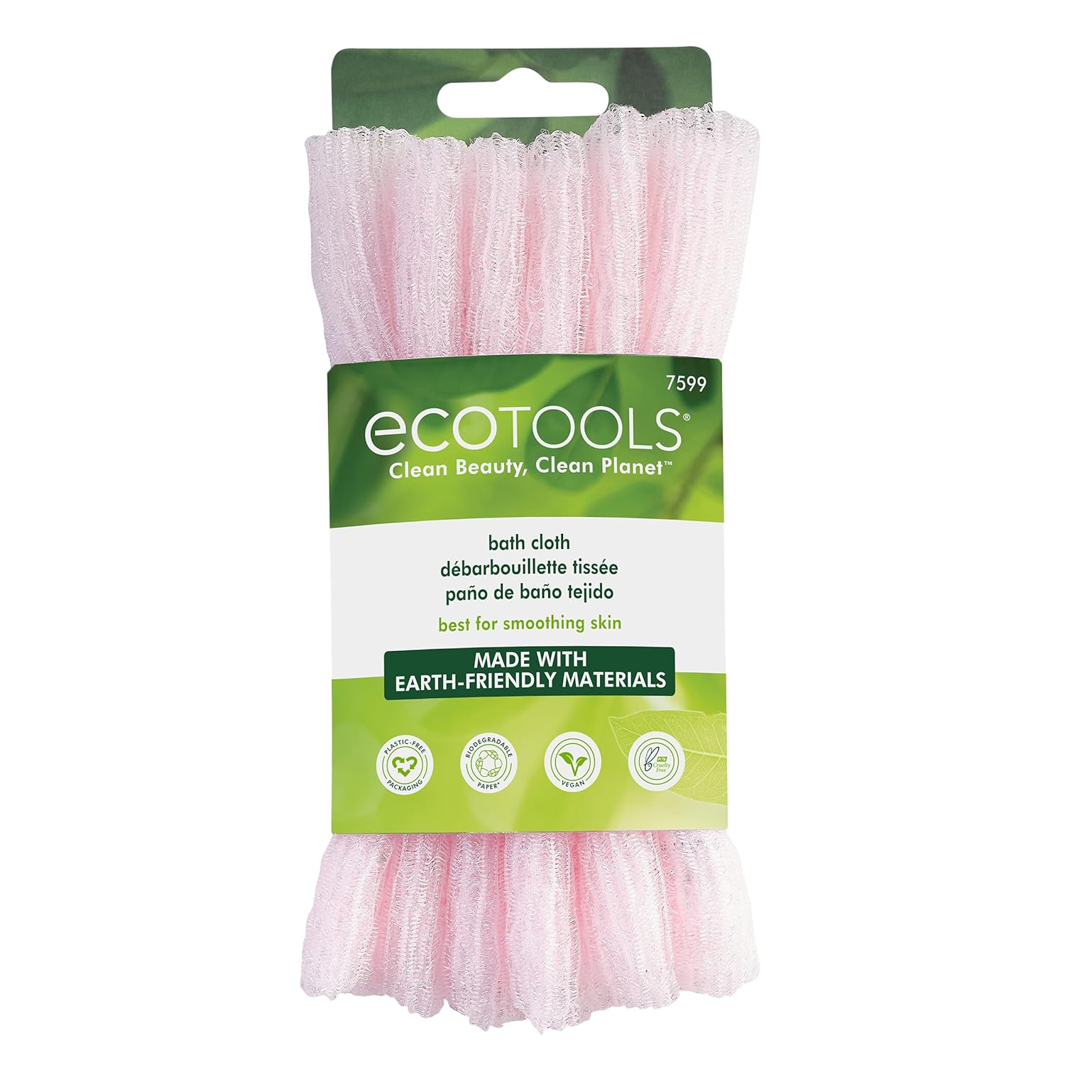 EcoTools Exfoliating Bath Cloth, Pink, Gently Removes Dirt, Oil, Skin Impurities, for Soft, Supple Skin, Pink Wash Cloth Towels, for Face or Body, 6 Count : Beauty & Personal Care