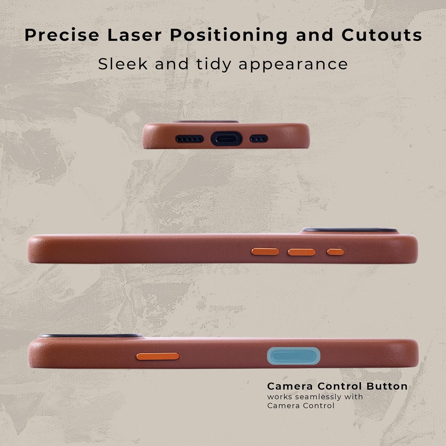 Bobos Nappa Leather Case for iPhone 16 Pro (6.3”) – Slim Fit MagSafe Case with Camera Control Button | Premium Protective Cover for Apple iPhone 16 Pro Brown - Image 3