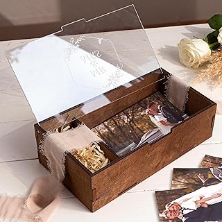 Mr & Mrs Wedding Keepsake Box with Lid – Personalized Wooden Memory Box for Bride & Groom, Unique Gift for Couples, Newlyweds, Engagement, Bridal Shower & Bachelorette Party