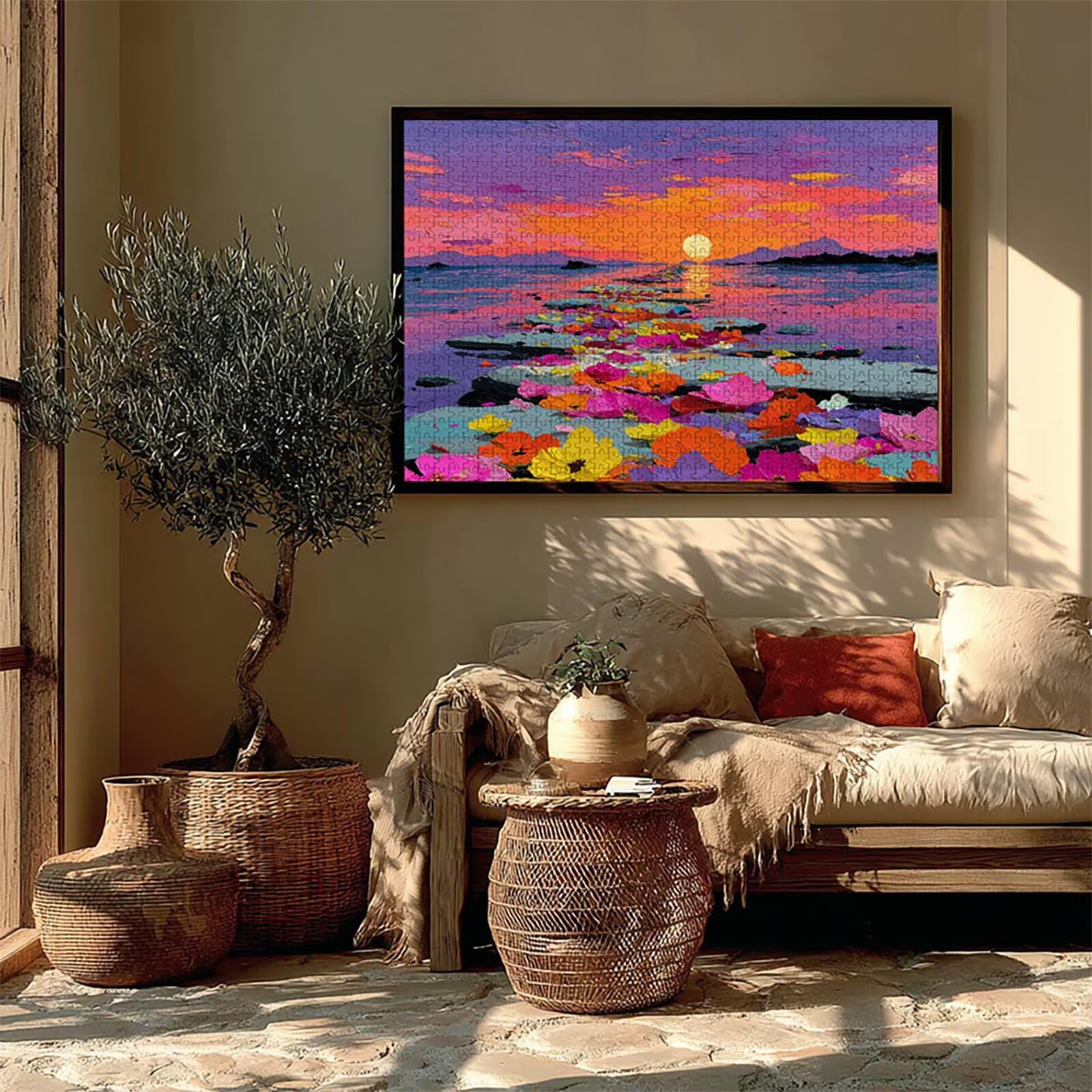 Sunset Puzzle de 2000 Piezas para Adultos, Puzzle Madera con Caja 99x70cm, Rompecabezas Adultos de Alta Dificultad, DIY Juego de Rompecabezas, Pasatiempo Creativo, Decoración de Verano, (Flor) L-7854