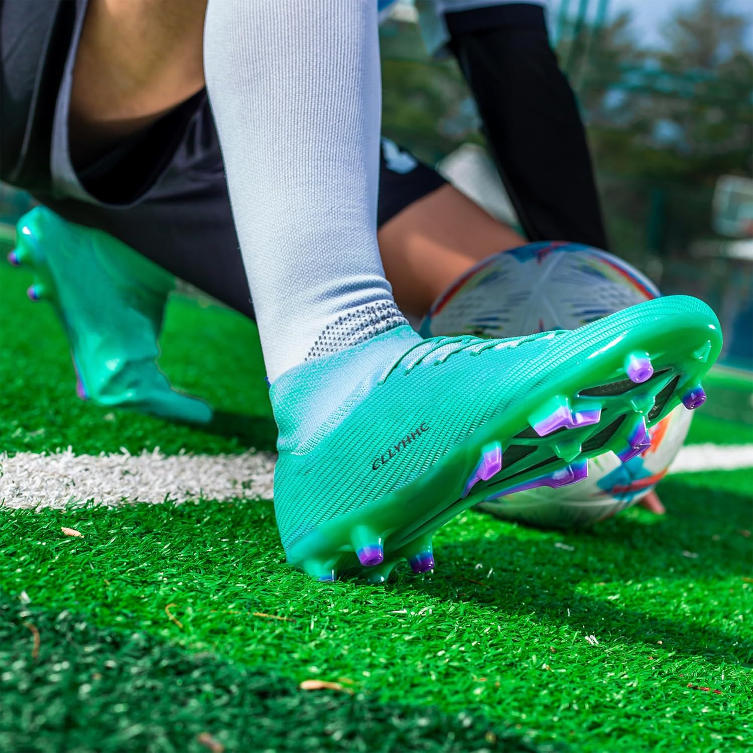 NISOCY Men's Soccer Cleats Women's Football Shoes High-Top Youth Outdoor/Indoor Athletic Adult Training Sneakers