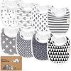 KeaBabies Organic Cotton Baby Bibs - 8-Pack Unisex Drool Bibs for Boys & Girls, 0-24 Months, Grayscale
