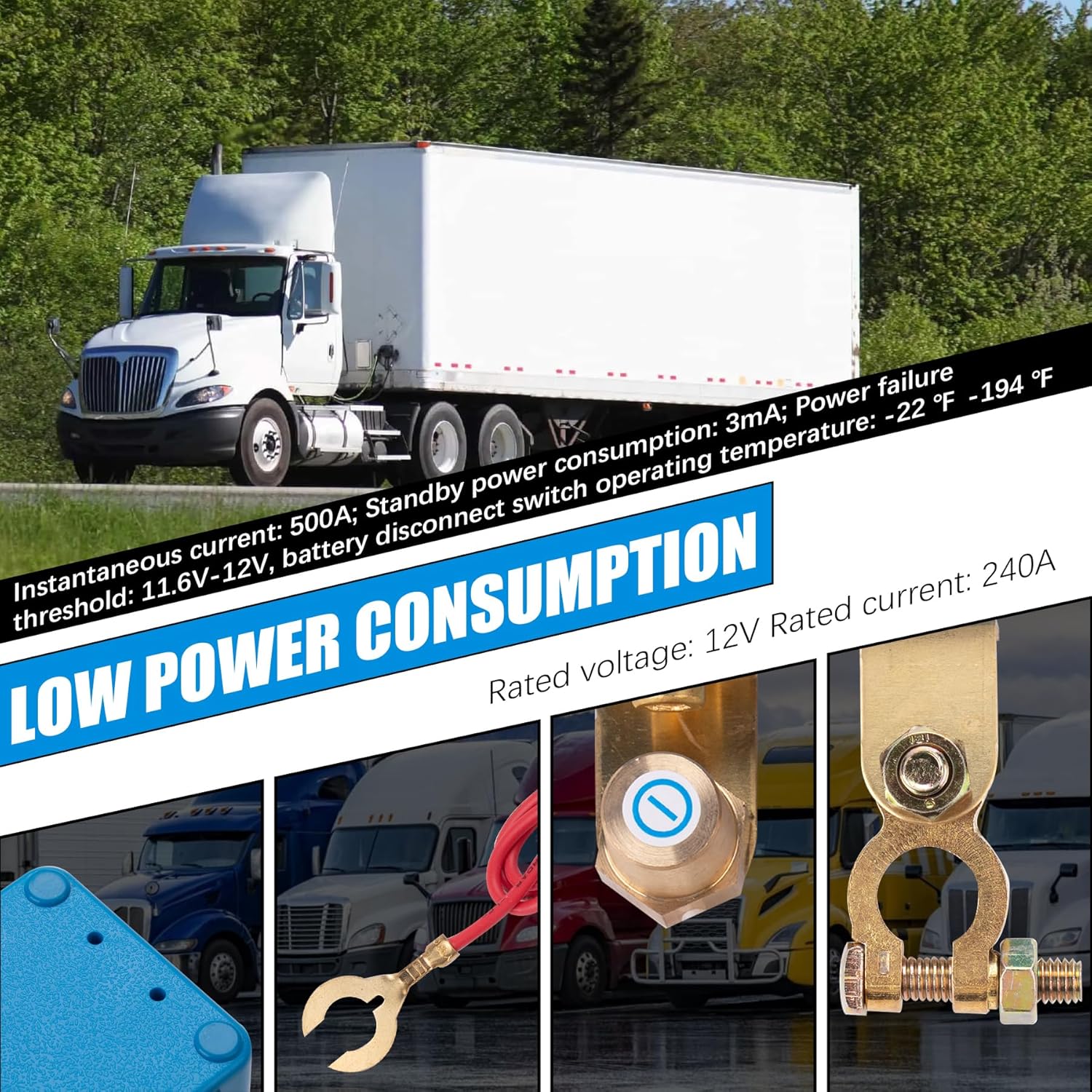 12V Remote Battery Disconnect Kill Switch - 240A Smart Voltage Anti-Theft Device for Car, Truck, RV - Prevents Battery Drain