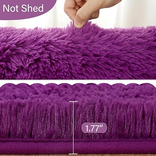 Miniatura 134 de LOCHAS Alfombra esponjosa para dormitorio, 2.6 x 5.3 pies, alfombra lanuda para dormitorio, mesita de noche, alfombra ovalada suave para sala