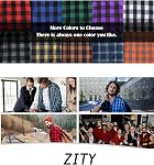 ZITY Hommes Plaid Chemises Hoodie Flannel Chemise manches longues à capuche Chemise à caper Bouton Descente Casual Lumberjack Double Pocket