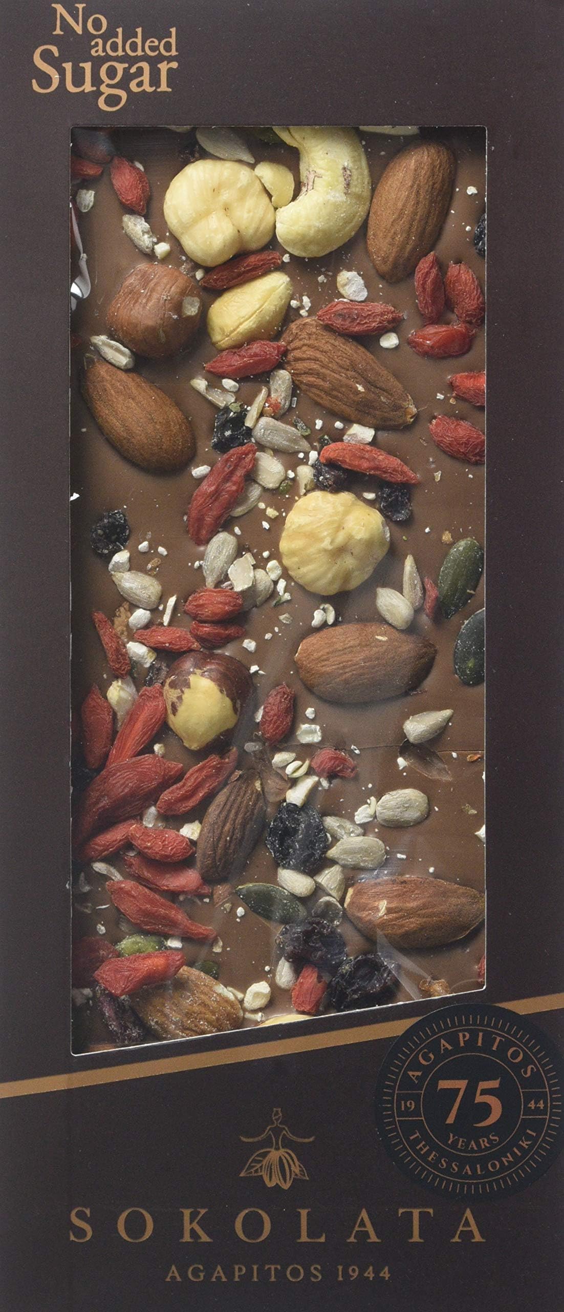 Sokolata Agapitos Milk Chocolate Bar and Nut Mix 100 g, Pack of 3