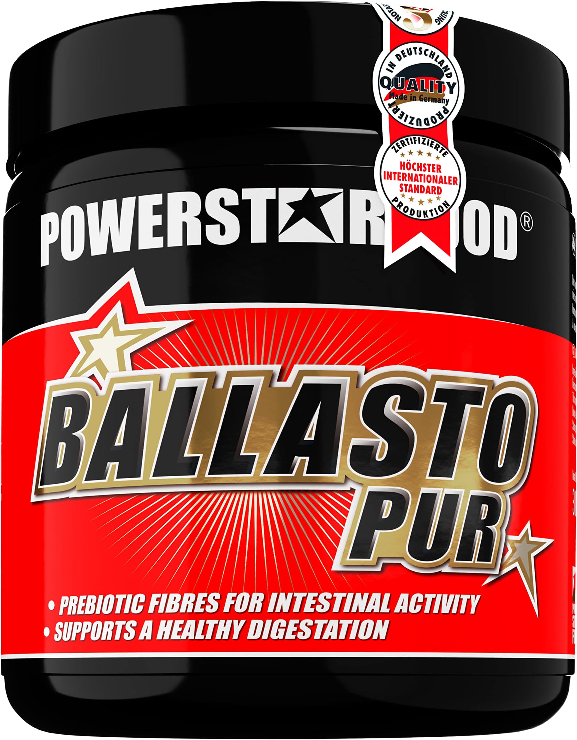 POWERSTAR FOOD Ballasto Pure Prebiotic Fibre Powder Made From Inulin & Oat Fibres For Healthy Intestinal Care & Normal Digestion Pharma Quality Vegan Made in Germany 300 g