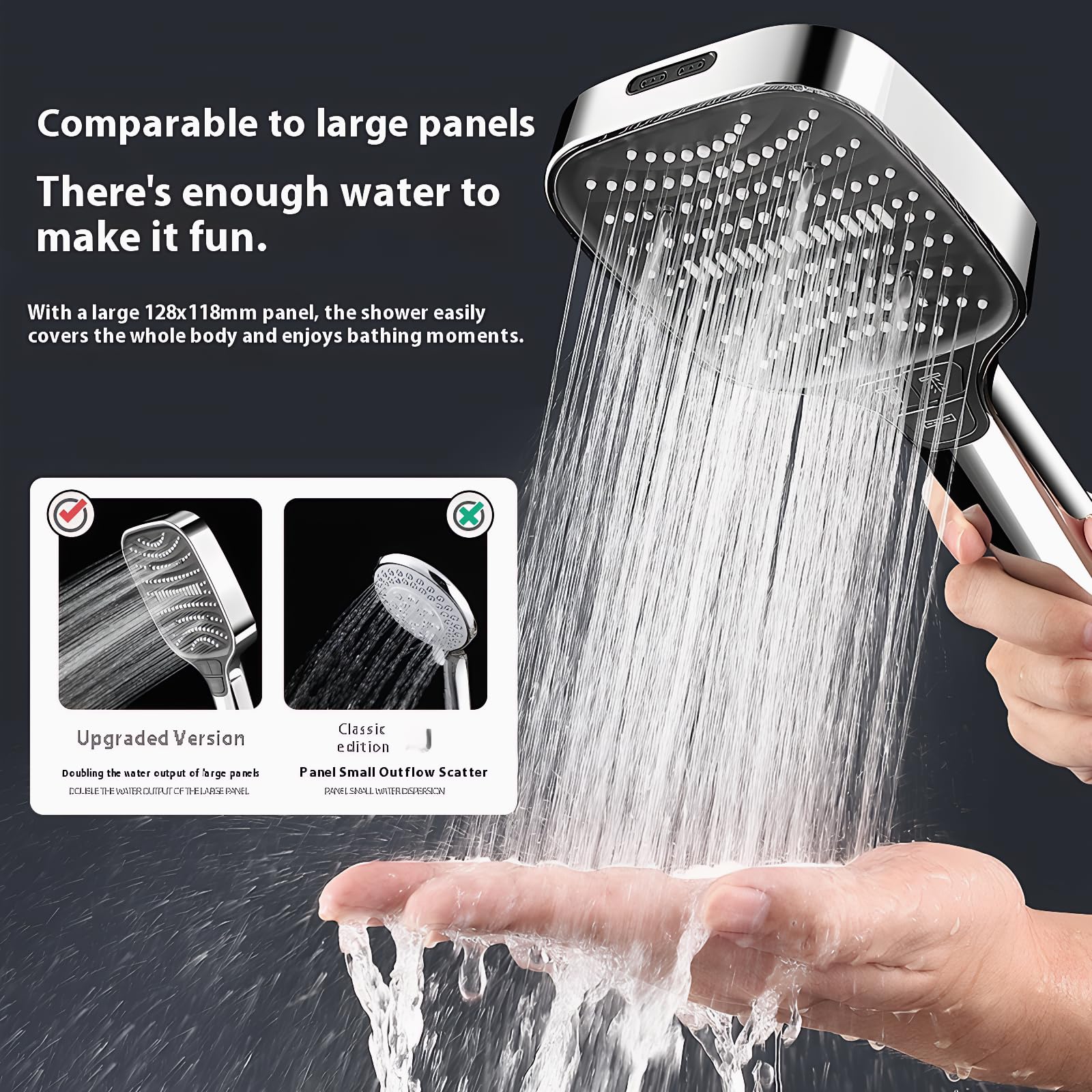 Cabezal de ducha de alta presión con pulverizador de mano, potente cabezal de ducha de mano de 8 modos con ajuste de chorro de alta presión para limpieza de baño, boquillas de silicona