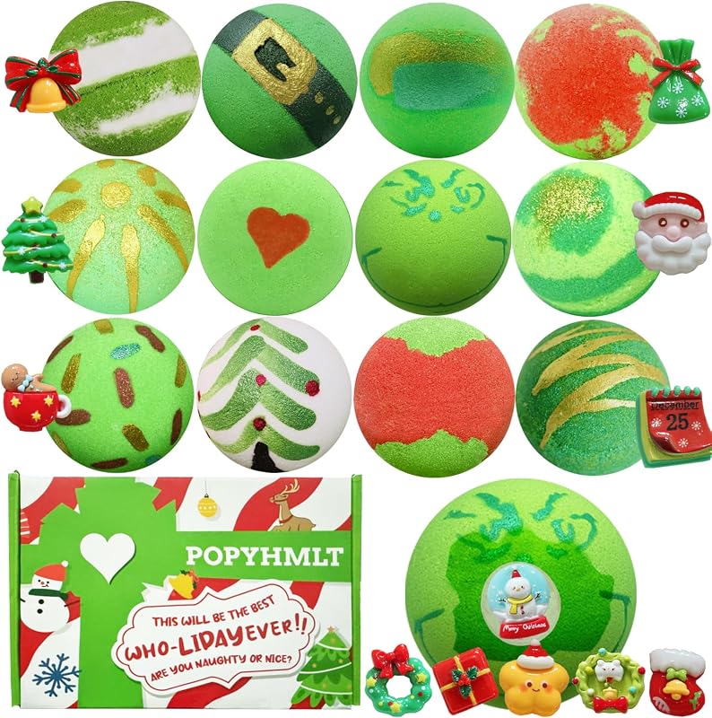 Bombas de banho de Natal POPYHMLT com surpresa, pacote com 12