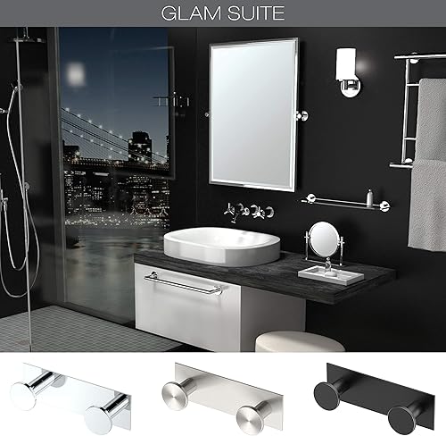 Miniatura 2 de Gatco 1284 Modern Glam - Gancho doble, cromadomontado en la pared, dos ganchos con base de montaje de 6.50"