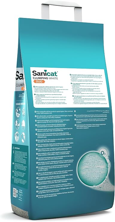 Sanicat - Beyaz Topaklanan Kedi Kumu - Vanilya ve Mandalina Kokulu | Koku Kontrolü Garantili Doğal minerallerden Üretilmiştir | 10 L Kapasite