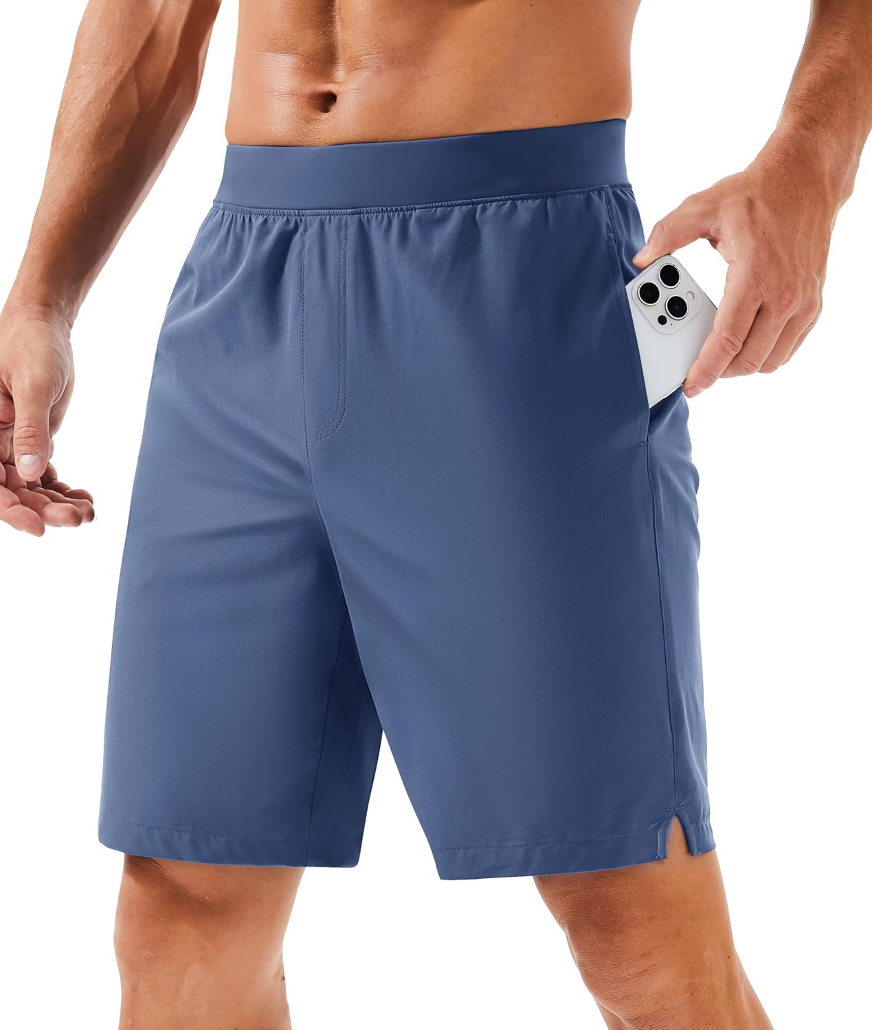 MAGCOMSEN Men's Athletic Running Shorts 8" Quick Dry Lightweight Workout Gym Sports Hiking Shorts UPF 50+ with 3 Pockets