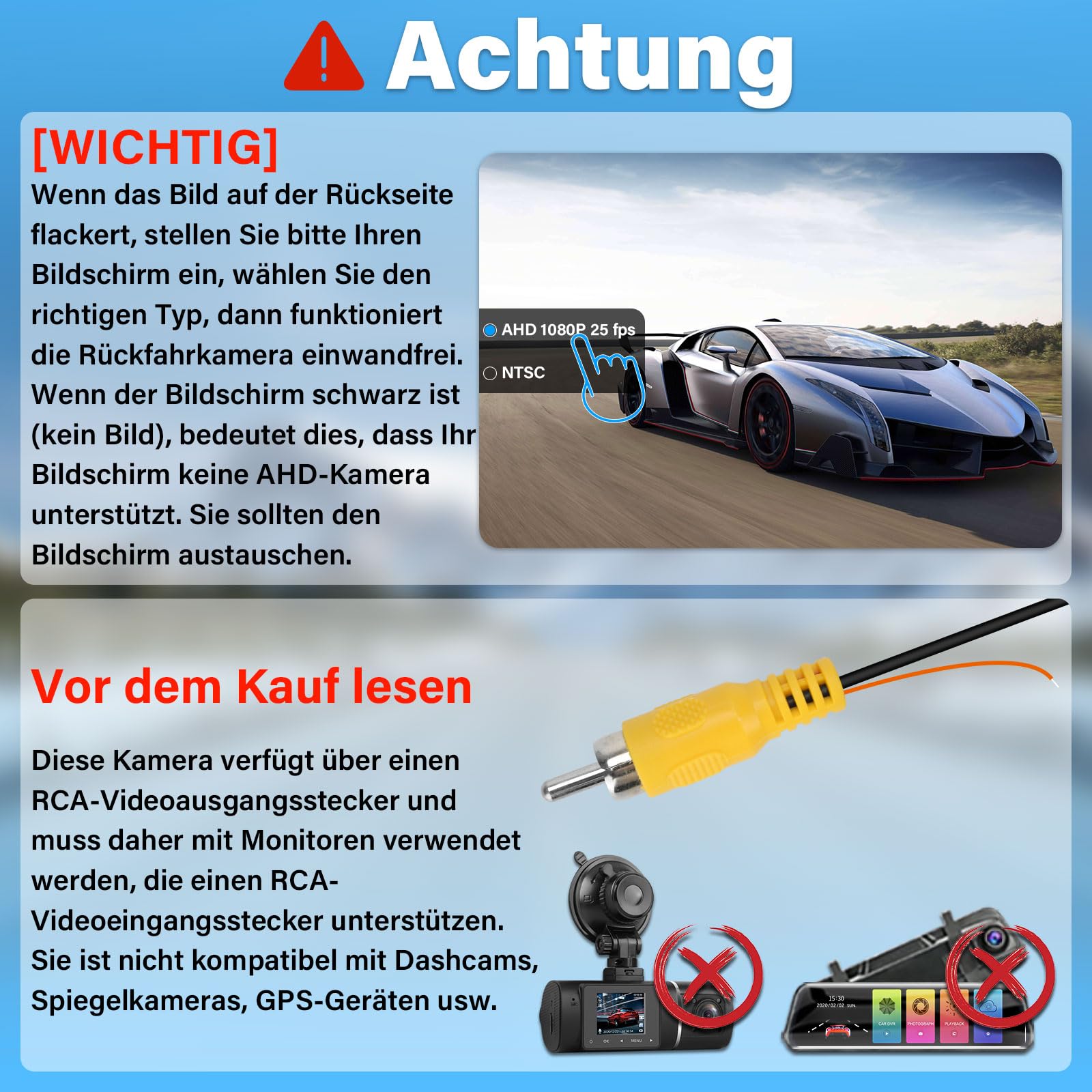 Vtopek 180° Weitwinkel Rückfahrkamera Auto AHD 1080P NTSC für RV Wohnmobil
