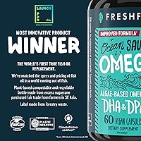 Vista 2 de Freshfield Omega 3, Suplementos de DHA, Fórmula potente 1 por día, Aceite de algas (algas), Omega vegano, aceite de pescado para ahorro de océano